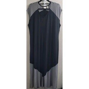 CHICO'S Size 3/XL Black Stripe Maxi Dress Stretchy Lounge